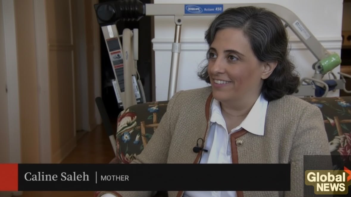 Caline Saleh during her interview on Global News Montreal.